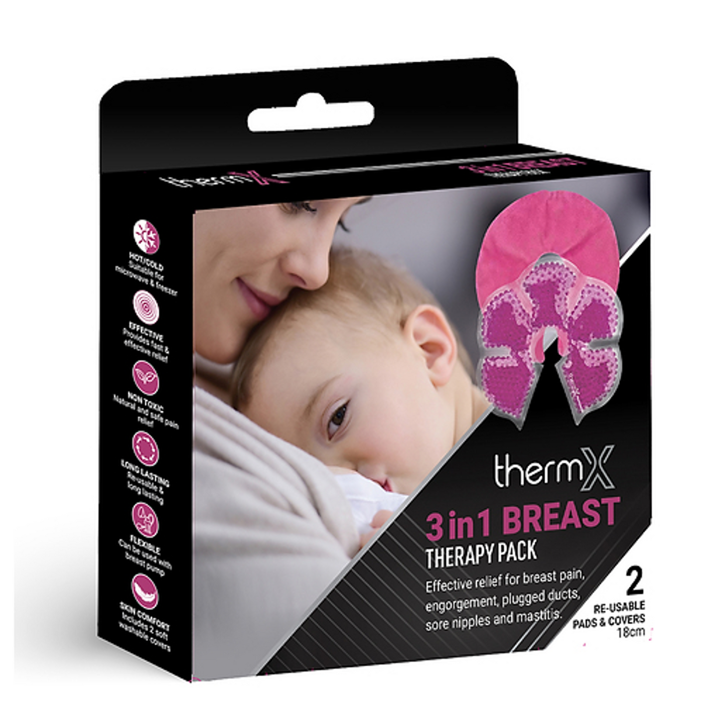 ThermX 3-in-1 Breast Therapy Pack – Hot, Cold & Massage Relief for Nursing Moms!