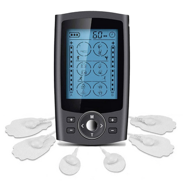 Bionex Dual Channel TENS & EMS Unit with 24 Modes for Pain Relief and Muscle Stimulation, Electronic Pulse Massager with 6 electrodes.