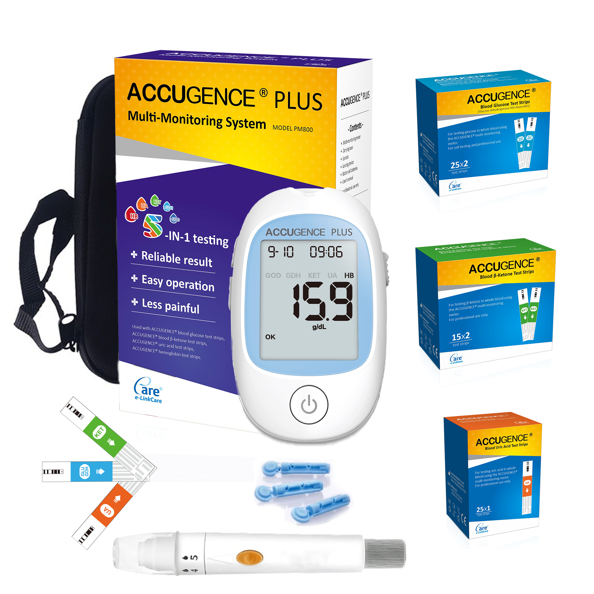 Accugence - 3-in-1 Multi-Function Blood Meter Full Starter Kit – Homedoc