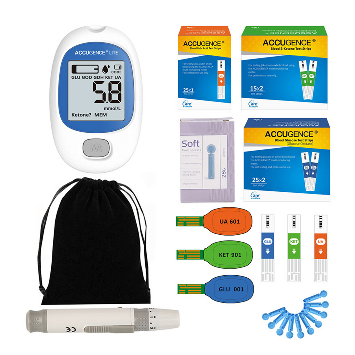 Accugence Light - 3-in-1 Multi-Function Blood Meter Full Starter Kit