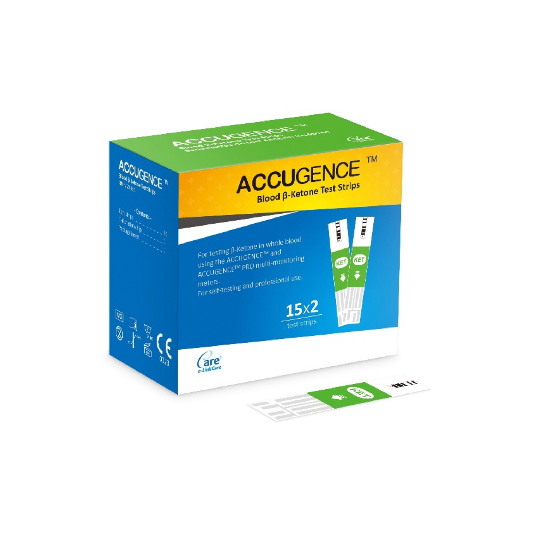 Accugence Light - Blood Ketone Meter Starter Kit with 30 x beta-Ketone Strips