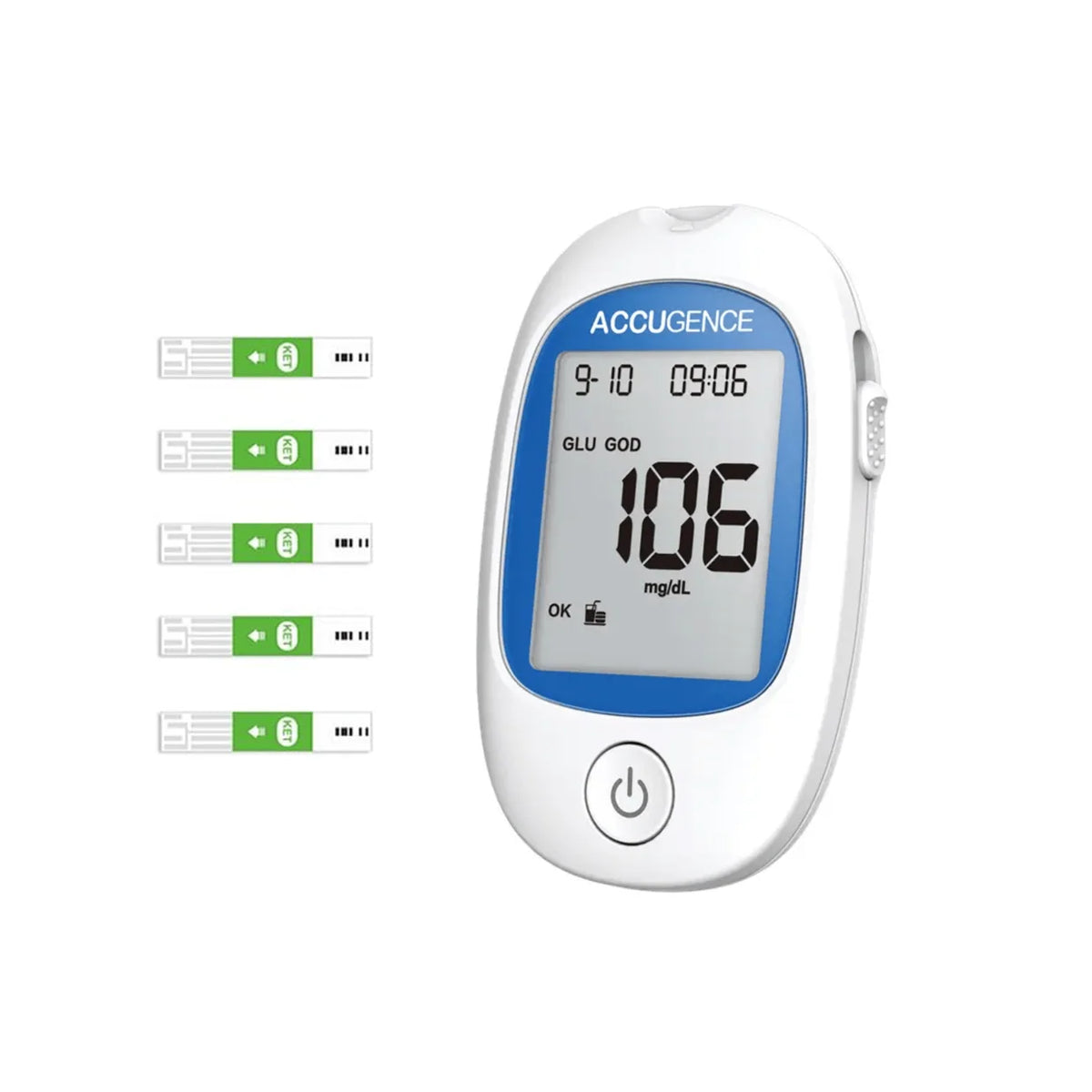 Accugence Blood Ketone Meter – Long-Use Kit | 60 Ketone Test Strips