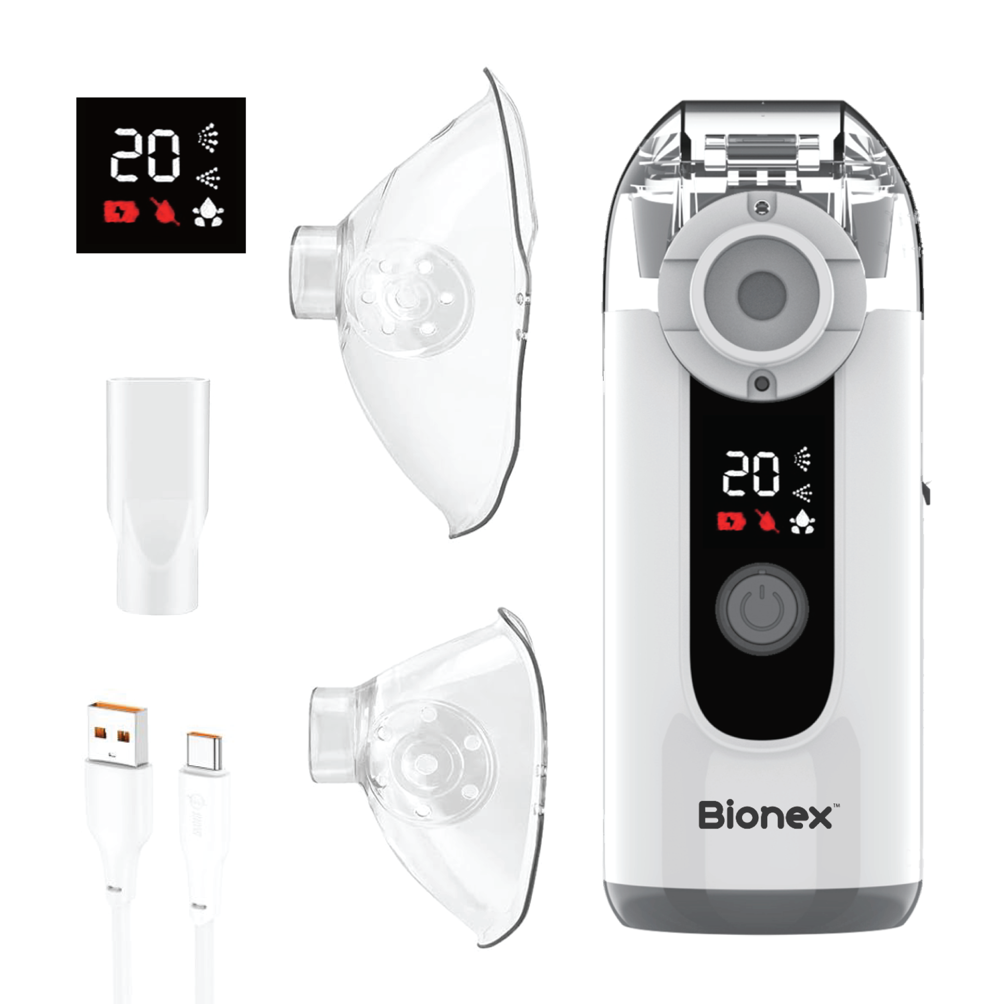 Bionex Portable Nebuliser with LCD Screen | Rechargeable Mesh Technology for Efficient Relief