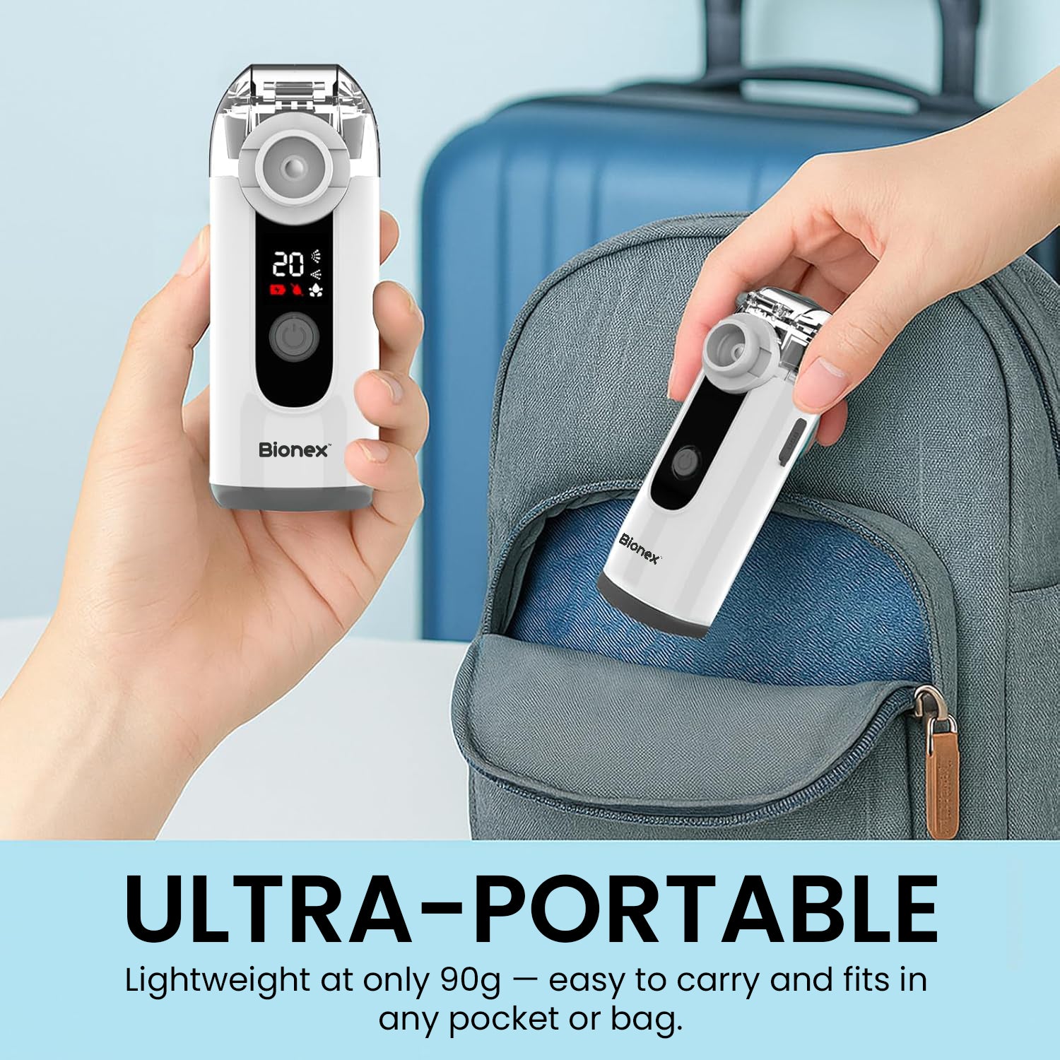 Bionex Portable Nebuliser with LCD Screen | Rechargeable Mesh Technology for Efficient Relief