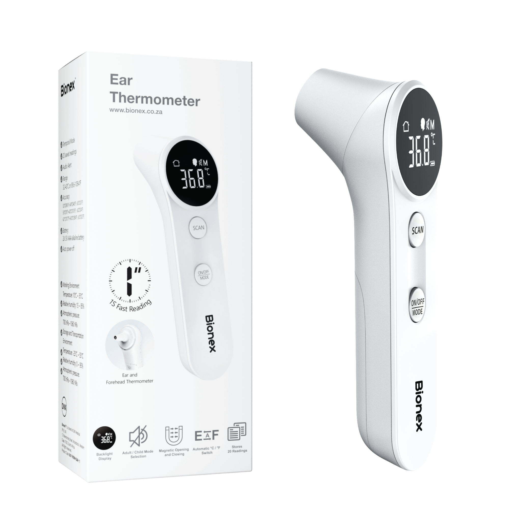 Bionex Ear & Forehead Thermometer | Advanced Infrared Sensor