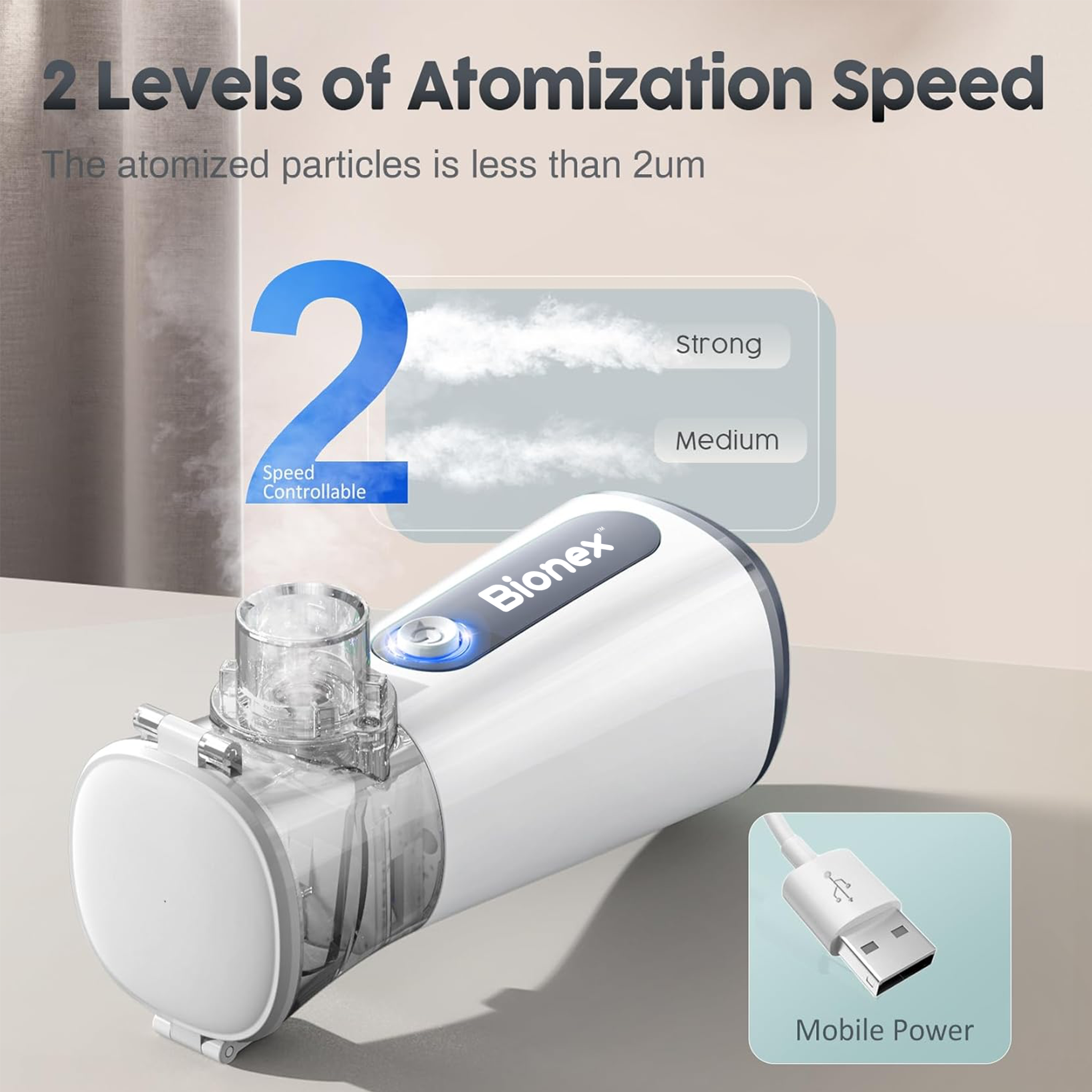 Bionex Portable Nebuliser – Rechargeable, Quiet, and Adjustable for Adults and Children