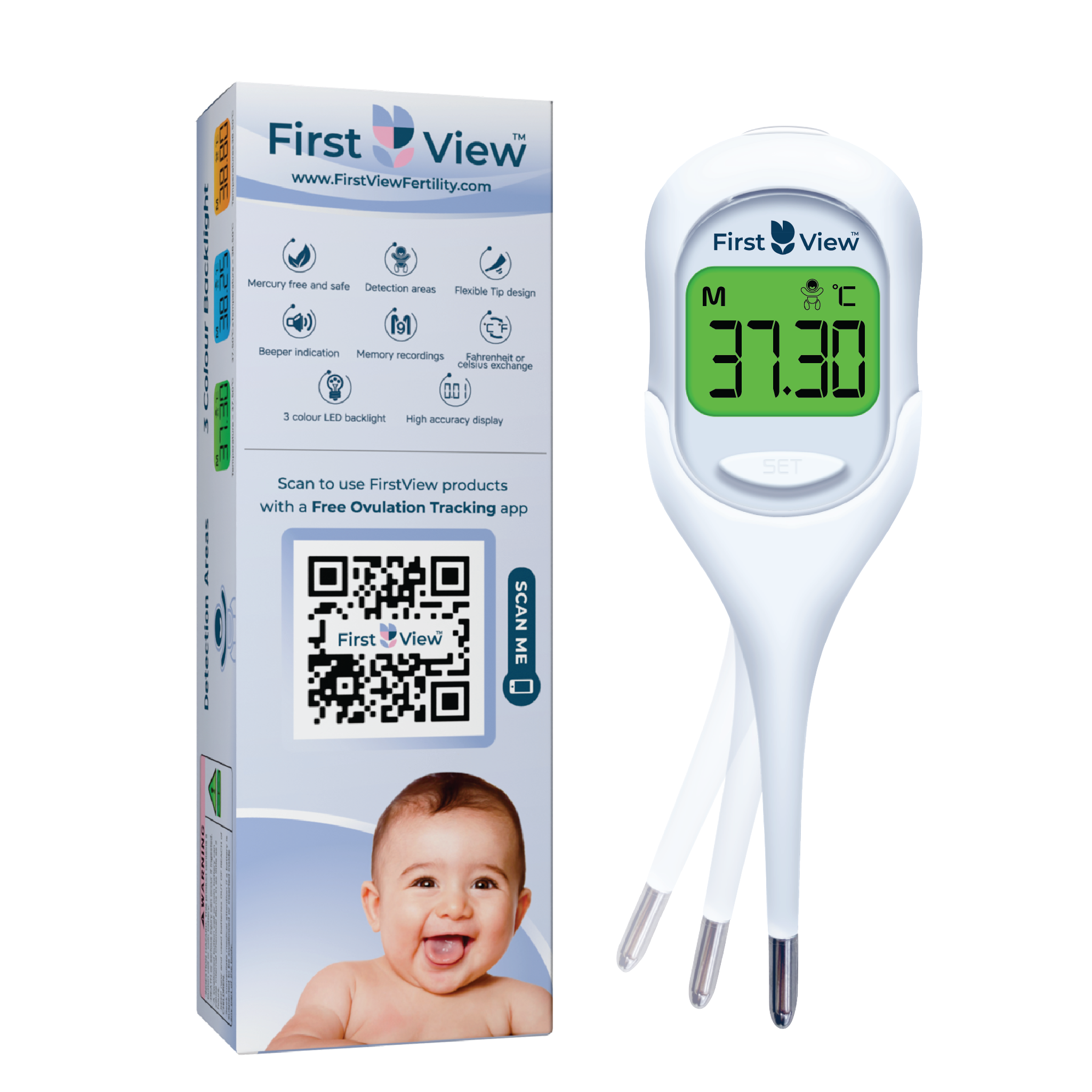 FirstView Digital Basal Thermometer | High Precision Ovulation, Fertility & Multi-Purpose Body Temperature Tracker