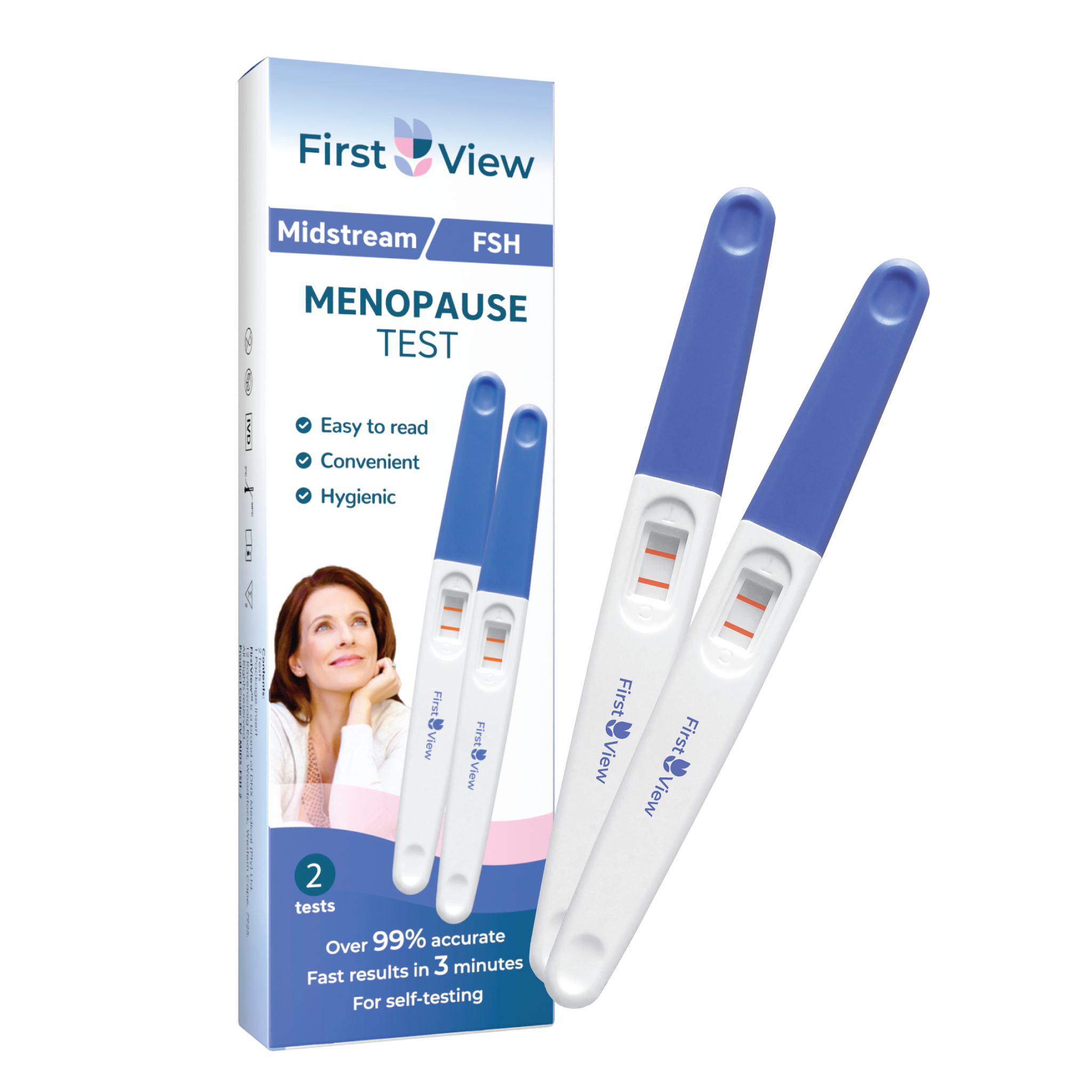 FirstView Midstream Menopause Test (2 x FSH Tests) | Rapid FSH Home Test for Perimenopause & Menopause