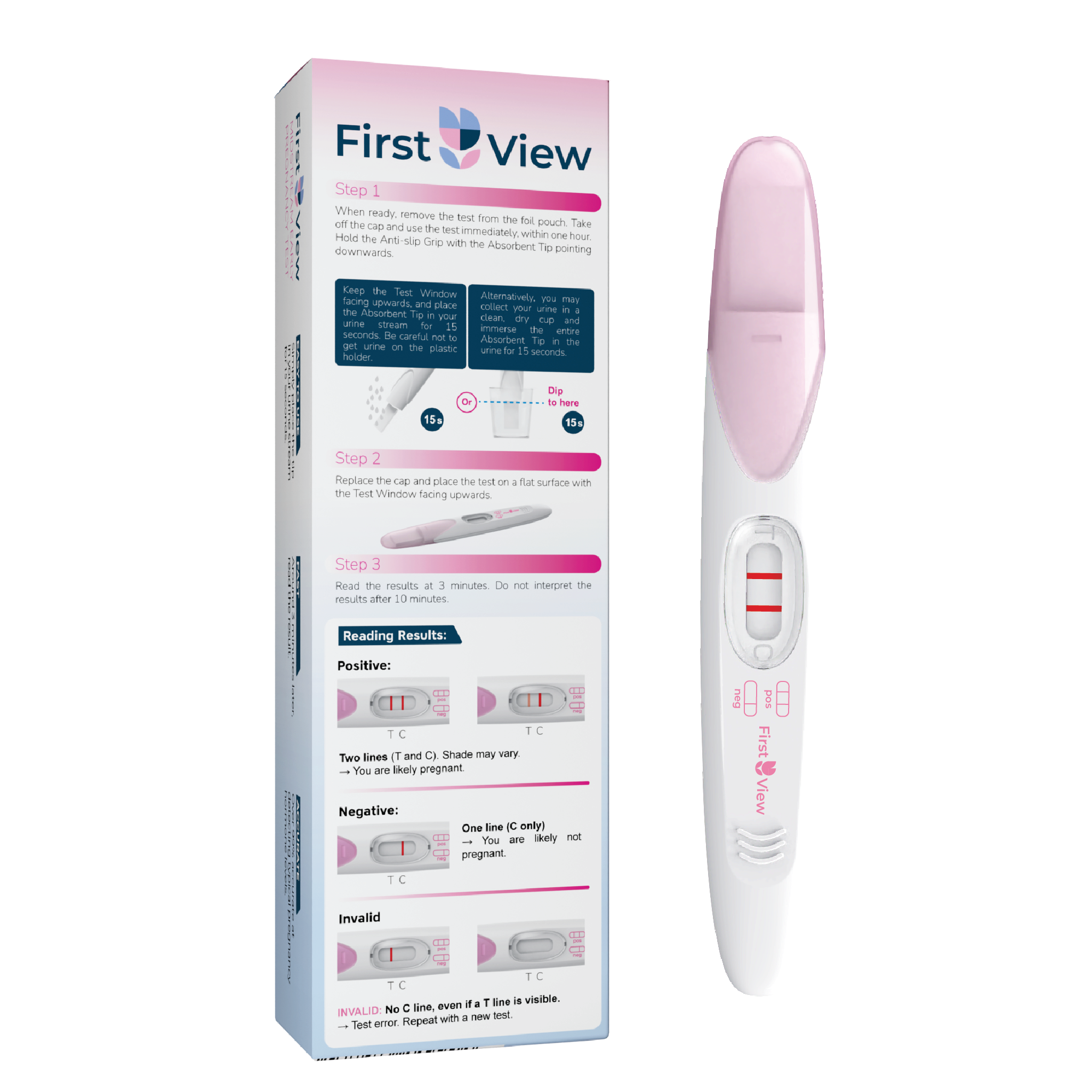FirstView Midstream Early Pregnancy Test (3 x hCG Tests) | Rapid Early Detection Home Pregnancy Test