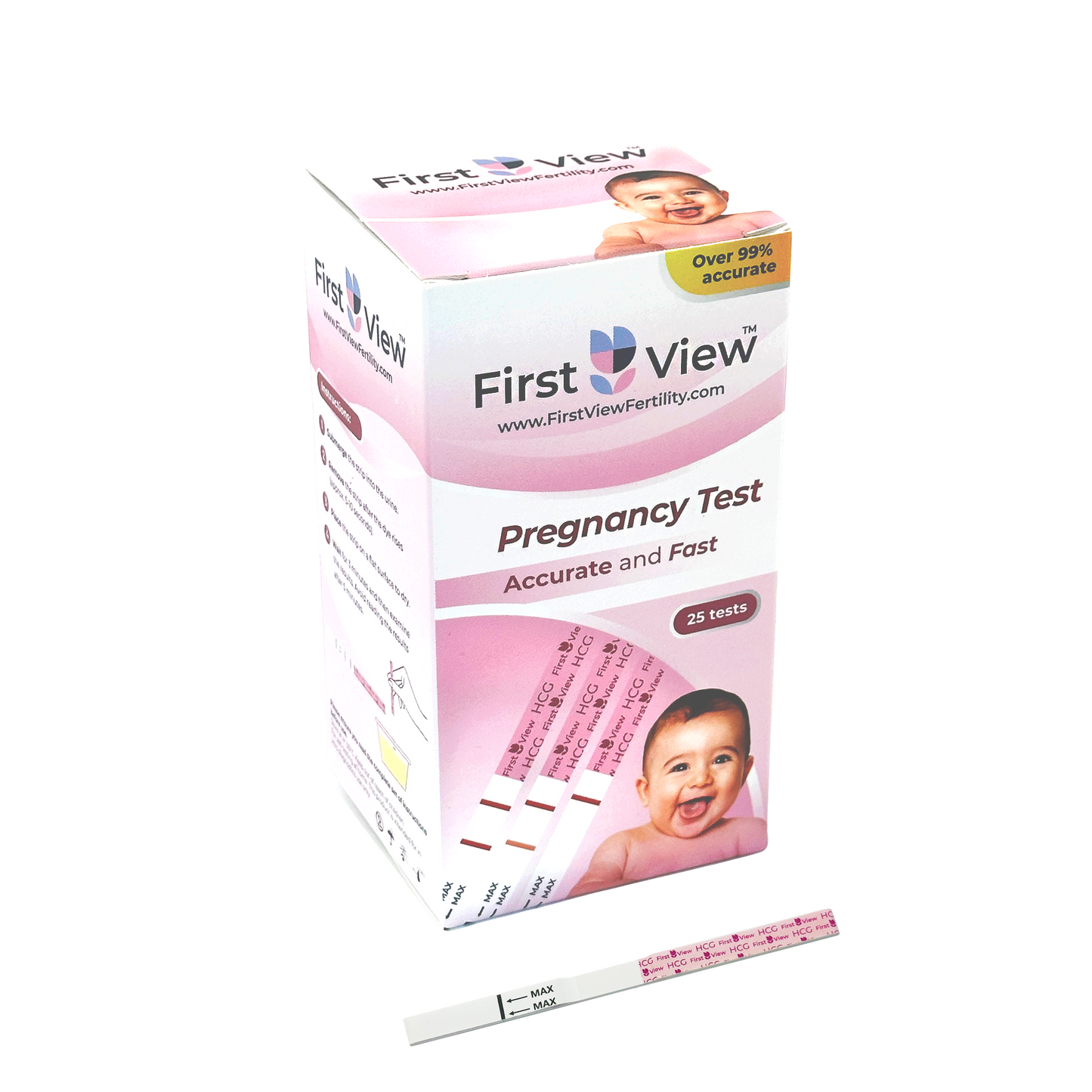 FirstView - 25 Pregnancy (HCG) Urine Test Strips Kit