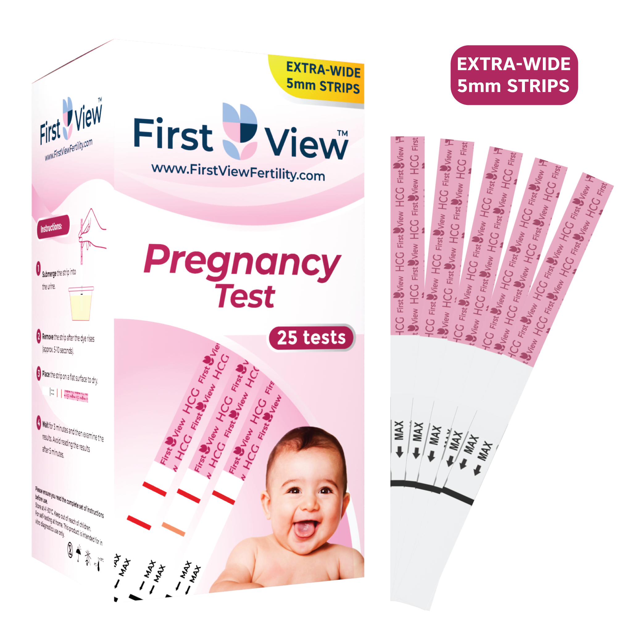 FirstView 5mm Extra-Wide Pregnancy Test Strips