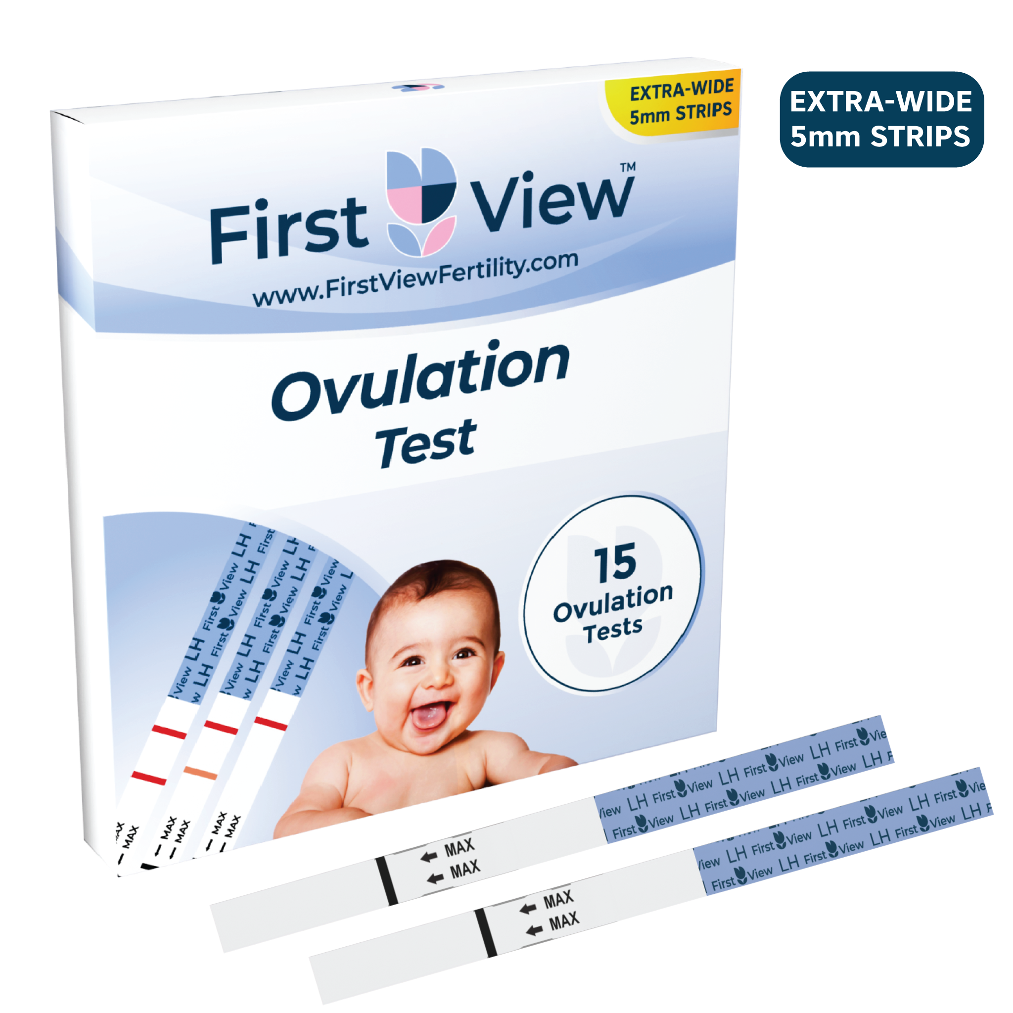 FirstView Ovulation Test Strips | Extra-Wide 5mm LH Tests