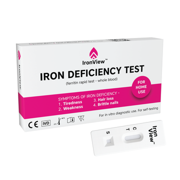 IronView Iron Deficiency Test (1 x Ferritin Test Kit) | Rapid At-Home Test for Low Iron & Fatigue