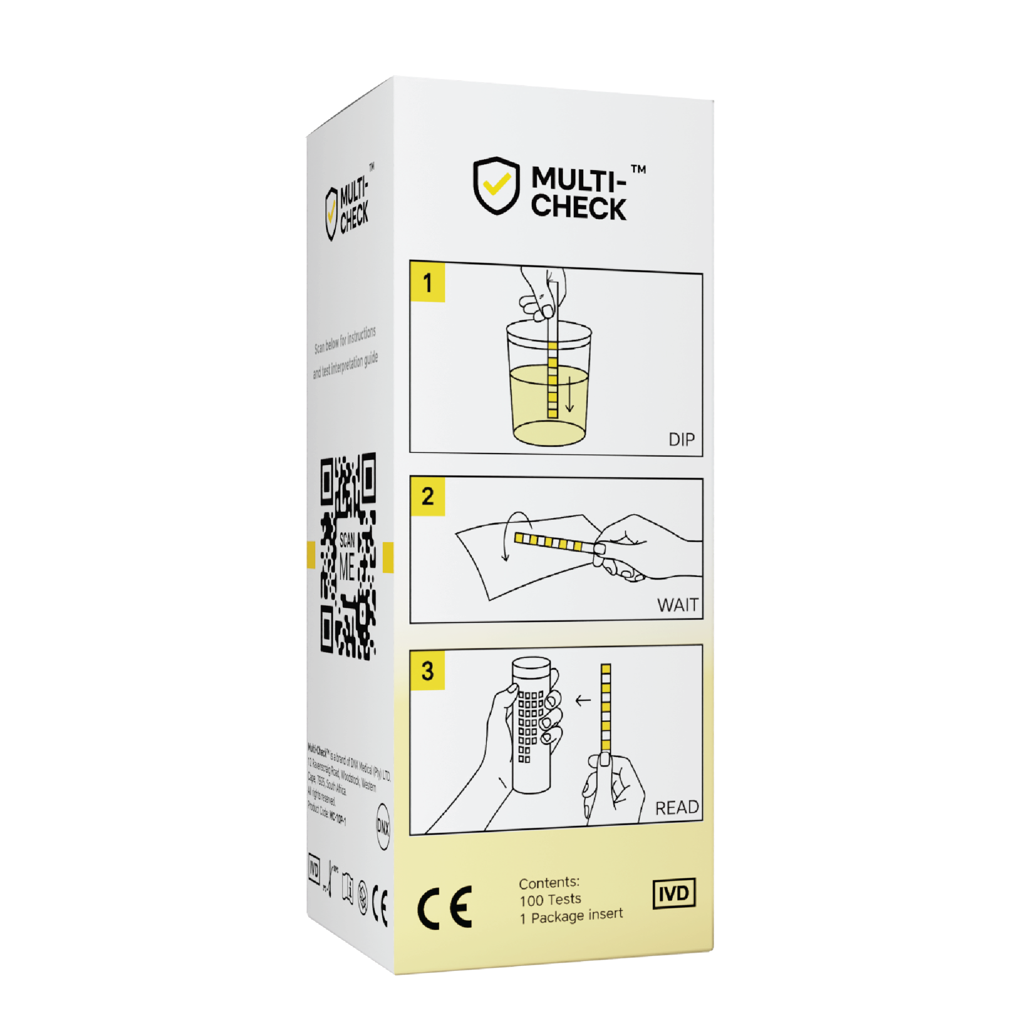 Multi-Check 10 Parameter Urinalysis Test Strips – 100 Tests | Home UTI, Kidney, Liver & Diabetes Health Screening