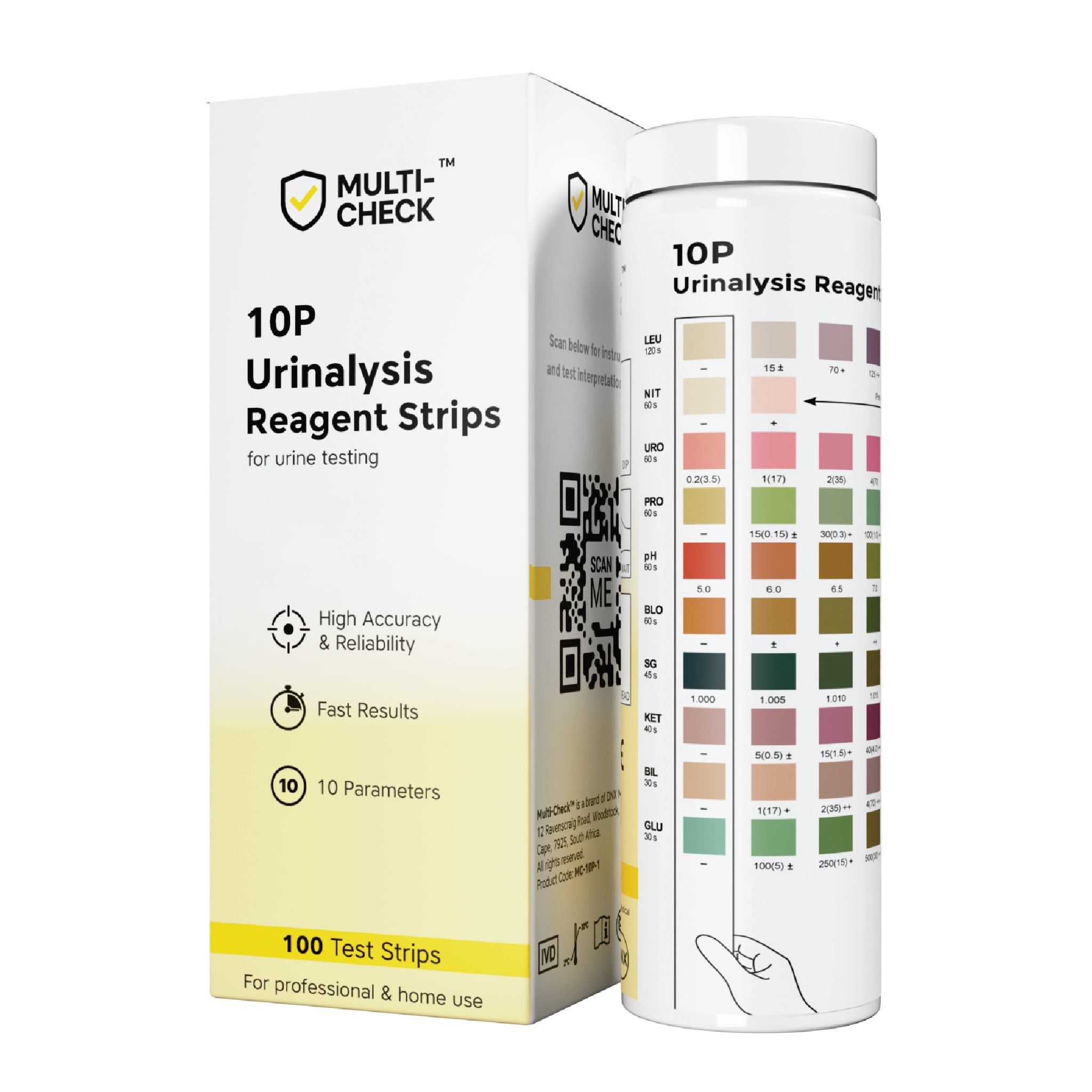 Multi-Check 10 Parameter Urinalysis Test Strips – 100 Tests | Home UTI, Kidney, Liver & Diabetes Health Screening