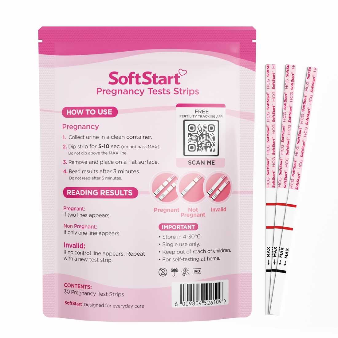 SoftStart - 30 Pregnancy Test Strips