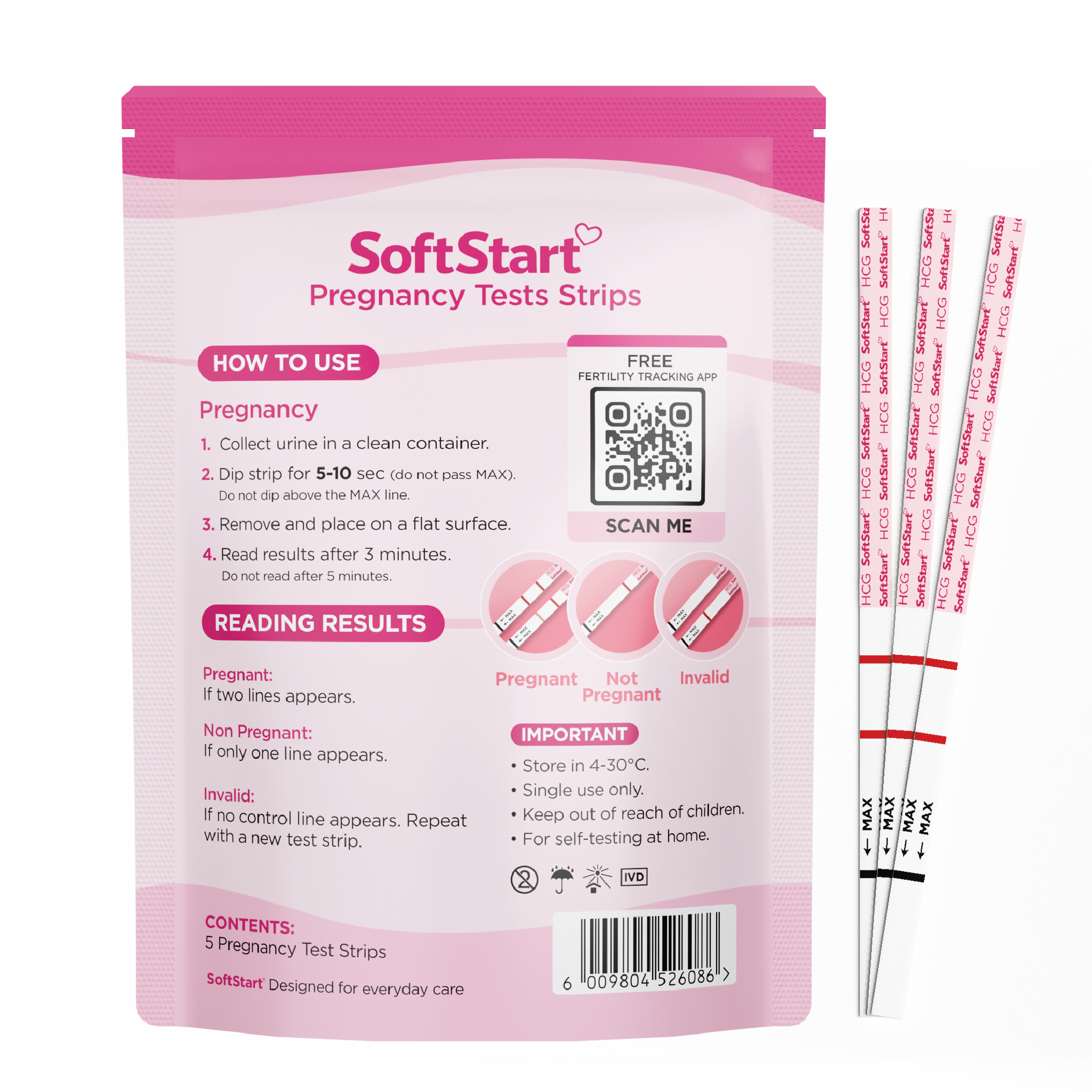 SoftStart - 5 Pregnancy Test Strips