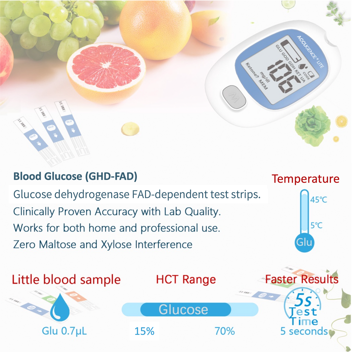 Accugence - Blood Glucose Meter Starter Kit with 50 x Glucose Test Strips