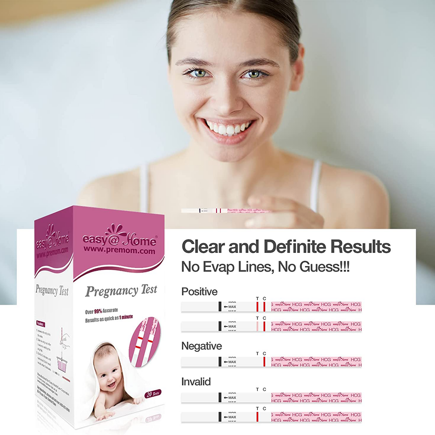 Easy@Home - 20 Pregnancy (HCG) Urine Test Strips Kit